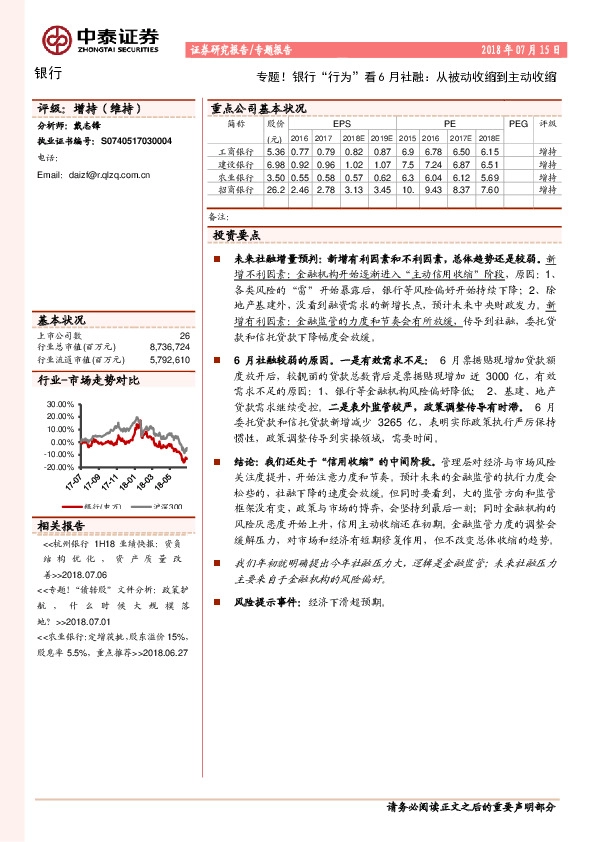 专题！银行“行为”看6月社融：从被动收缩到主动收缩