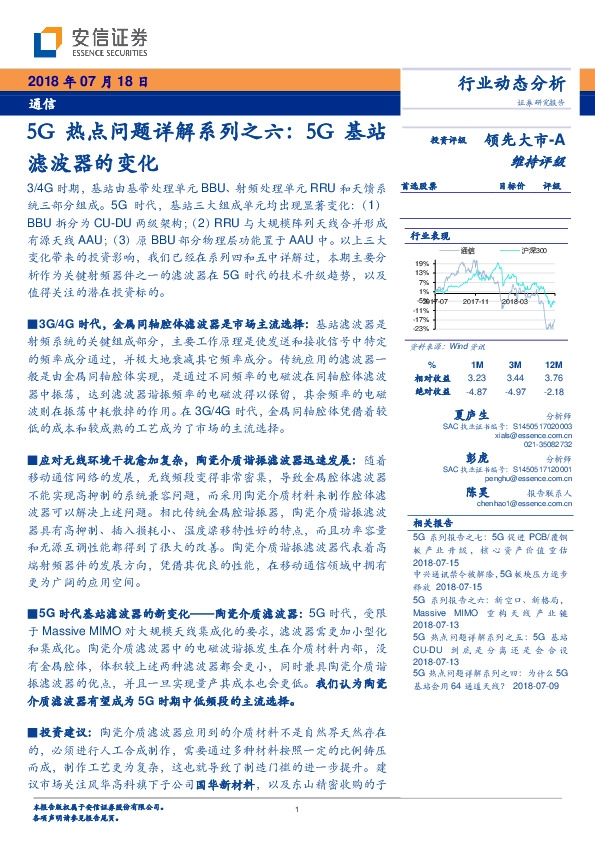 通信：5G热点问题详解系列之六：5G基站滤波器的变化