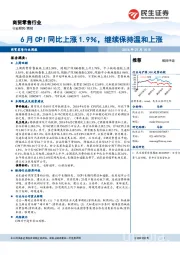 商贸零售行业周报：6月CPI同比上涨1.9％，继续保持温和上涨