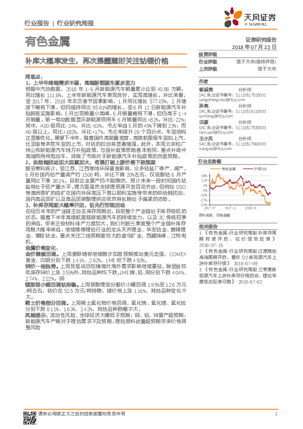 有色金属行业研究周报：补库大概率发生，再次提醒随时关注钴锂价格