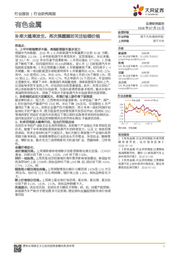 有色金属行业研究周报：补库大概率发生，再次提醒随时关注钴锂价格