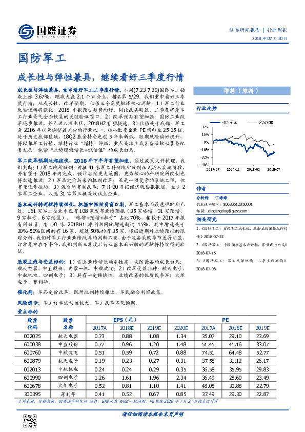 国防军工行业周报：成长性与弹性兼具，继续看好三季度行情