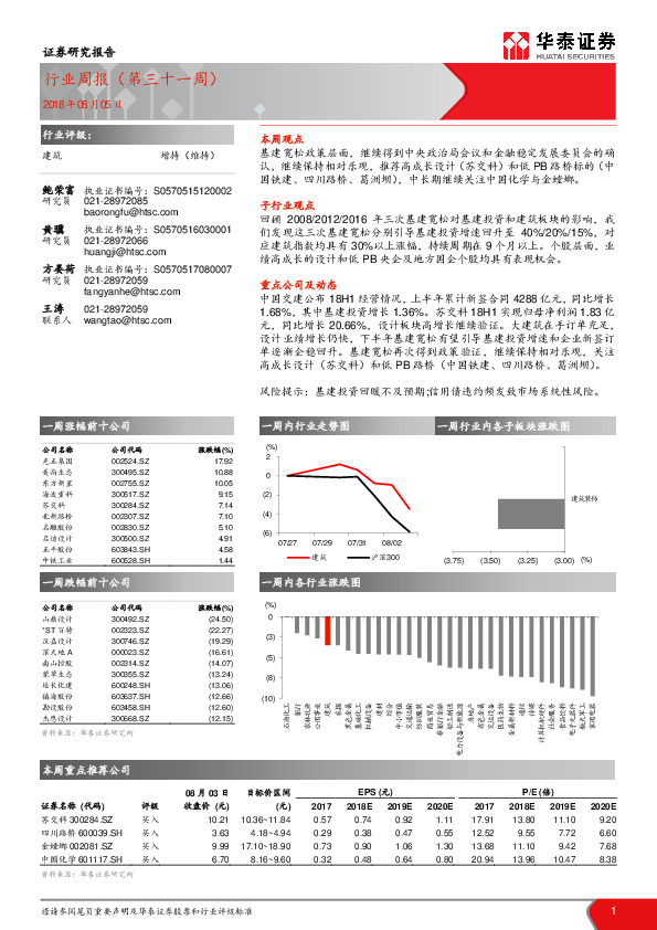 建筑行业周报（第三十一周）