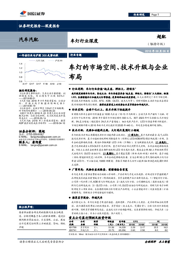 车灯行业深度：车灯的市场空间、技术升级与企业布局