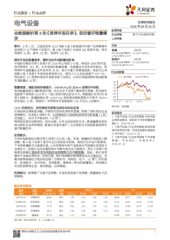 电气设备行业点评：全数据解析第8批《推荐车型目录》，坚定看好销量爆发