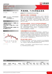 2018年7月台湾电子行业月报：苹果渐熟，7月旺季效应显现