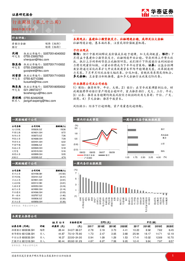 非银行金融：行业周报（第三十二周）