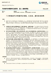 汽车和汽车零部件行业研究：7月新能源汽车销量符合预期，比亚迪、蔚来表现亮眼