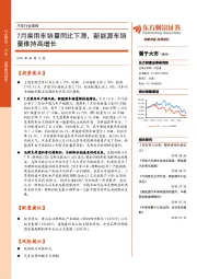 汽车行业周报：7月乘用车销量同比下滑，新能源车销量维持高增长