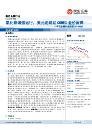 有色金属行业周报：氧化铝偏强运行，美元走弱助COMEX金价反弹