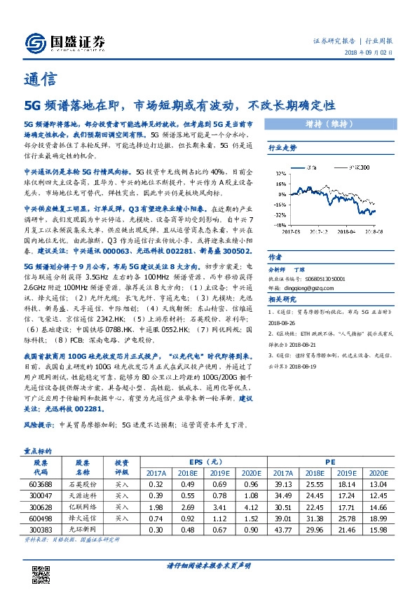 通信行业周报：5G频谱落地在即，市场短期或有波动，不改长期确定性