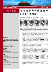 电力设备与新能源行业9月第1周周报：加快电网投资补短板，关注特高压需求恢复