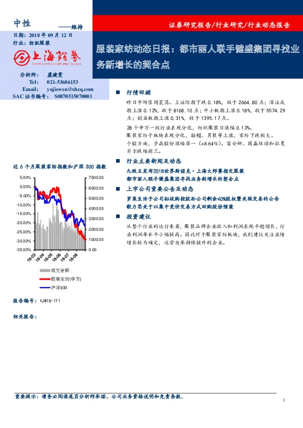 服装家纺动态日报：都市丽人联手健盛集团寻找业务新增长的契合点