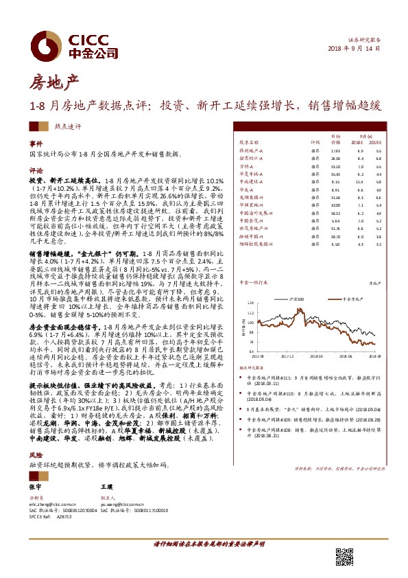 1-8月房地产数据点评：投资、新开工延续强增长，销售增幅趋缓