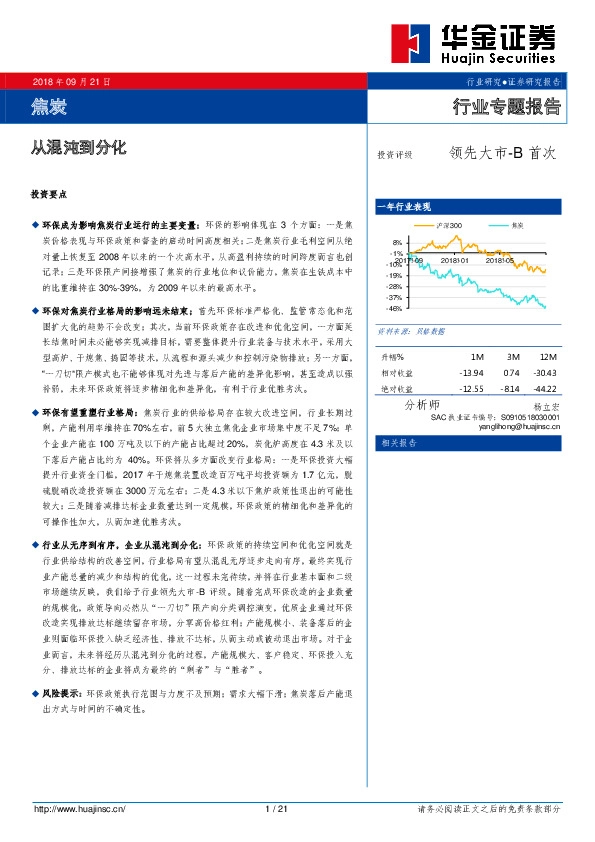 焦炭行业专题报告：从混沌到分化