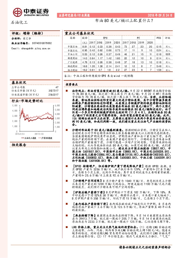石油化工行业周报：布油80美元/桶以上配置什么？