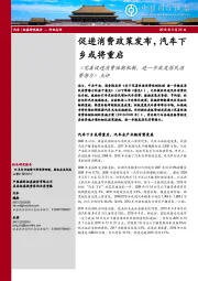 《完善促进消费体制机制，进一步激发居民消费潜力》点评：促进消费政策发布，汽车乡或将重启