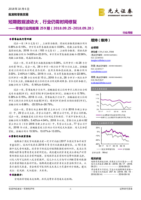 零售行业周报第259期：短期数据波动大，行业仍需时间修复