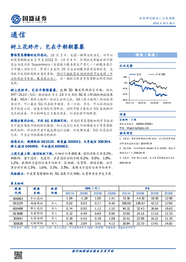 通信行业周报：树上花终开，岂在乎朝朝暮暮