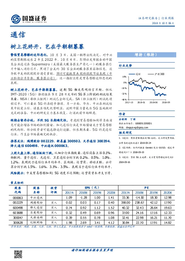 通信行业周报：树上花终开，岂在乎朝朝暮暮