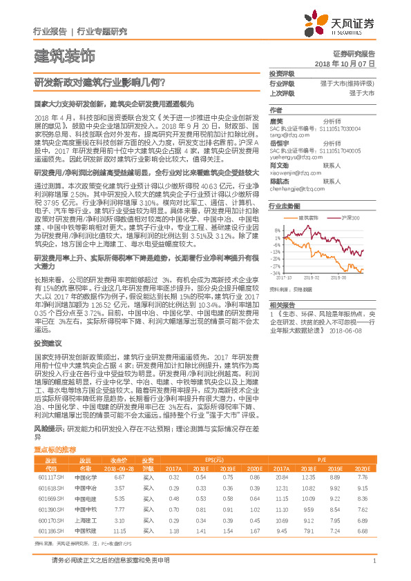 建筑装饰行业专题研究：研发新政对建筑行业影响几何？