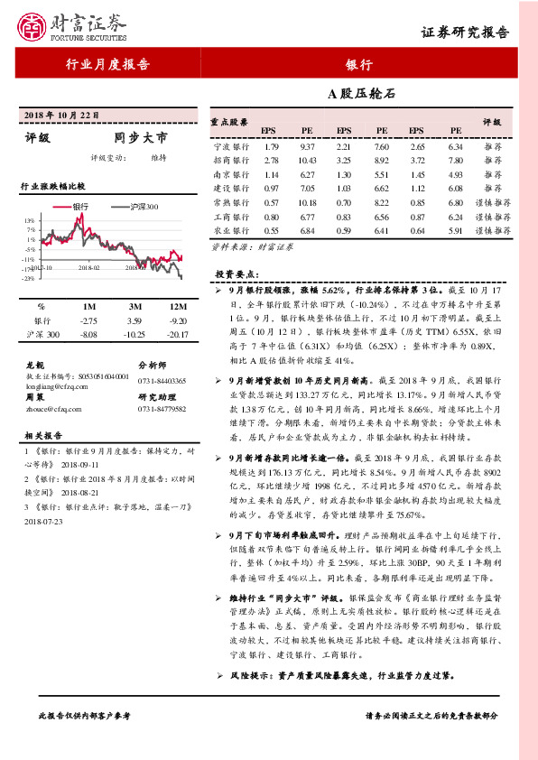 银行行业月度报告：A股压舱石