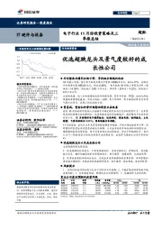 电子行业11月份投资策略及三季报总结：优选超跌龙头及景气度较好的成长性公司