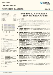 汽车和汽车零部件：2018年11月新能源汽车产业观察：电动车增势强劲，关注年底冲量情况