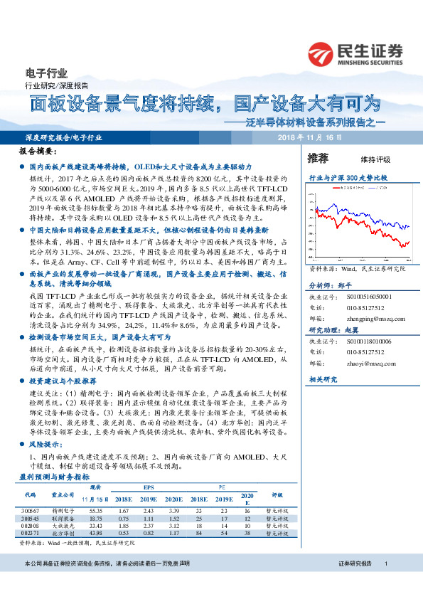泛半导体材料设备系列报告之一：面板设备景气度将持续，国产设备大有可为