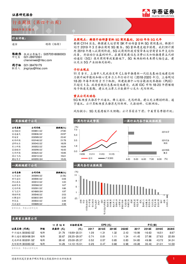 通信行业周报（第四十六周）