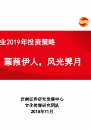 文化传媒行业2019年投资策略：蒹葭伊人，风光霁月