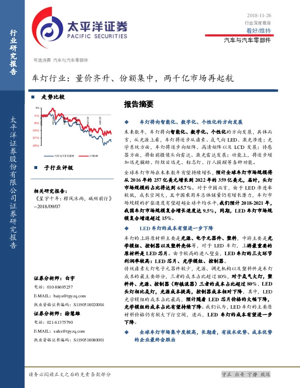 车灯行业：量价齐升、份额集中，两千亿市场再起航