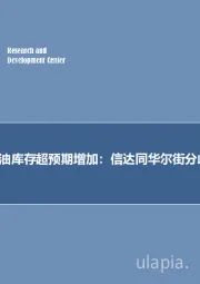 石油开采行业周报：预计美国原油库存超预期增加，信达同华尔街分歧 96 万桶！