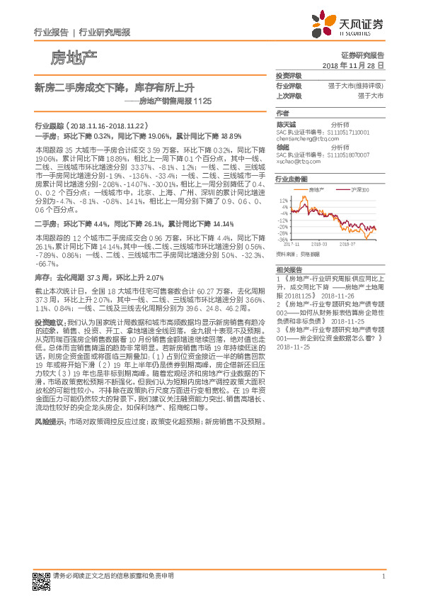 房地产销售周报：新房二手房成交下降，库存有所上升