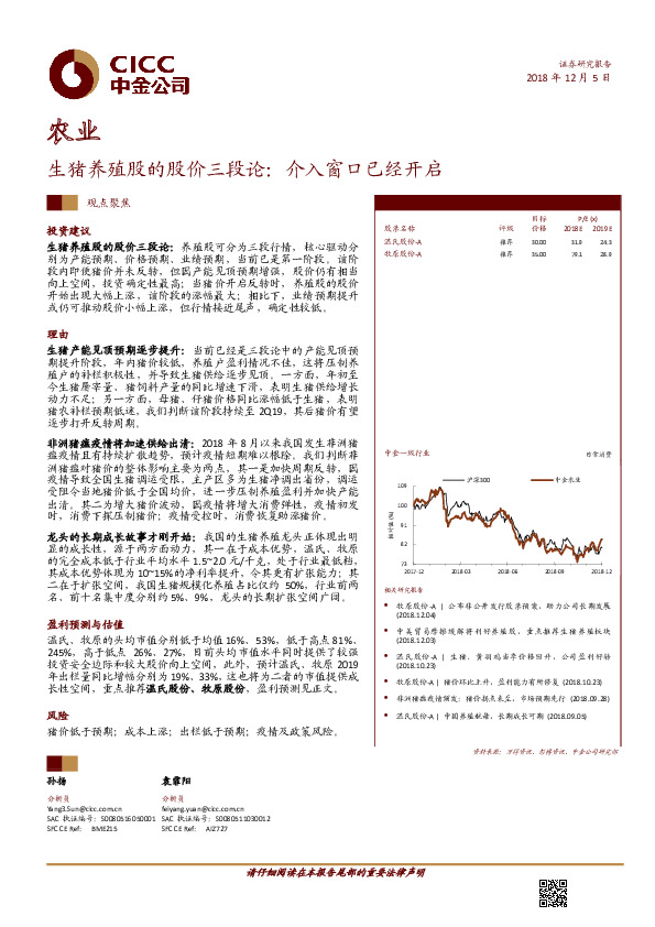 农业：生猪养殖股的股价三段论：介入窗口已经开启