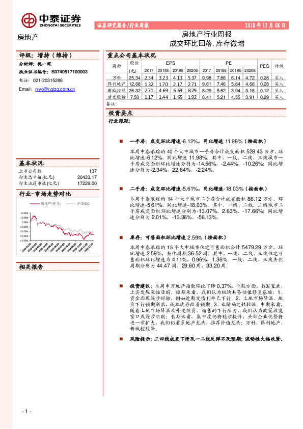 房地产行业周报：成交环比回落，库存微增