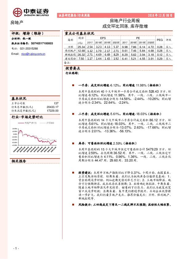 房地产行业周报：成交环比回落，库存微增