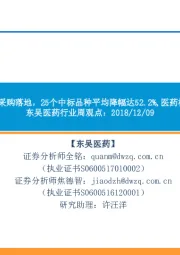 东吴医药行业周观点：“4+7”带量采购落地，25个中标品种平均降幅达52.2%，医药板块加速出清