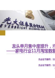 家电行业11月淘宝数据跟踪与解读：龙头单月集中度提升，均价表现分化