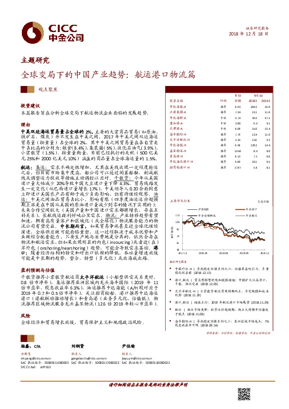全球变局下的中国产业趋势：航运港口物流篇