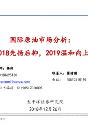 化工行业报告：国际原油市场分析：2018先扬后抑，2019温和向上