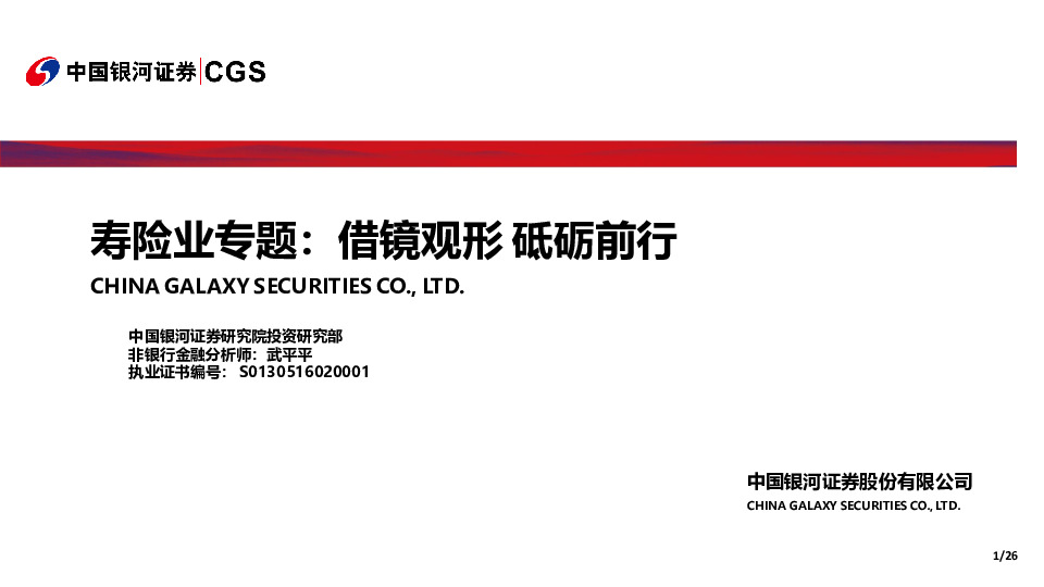 寿险业专题：借镜观形 砥砺前行