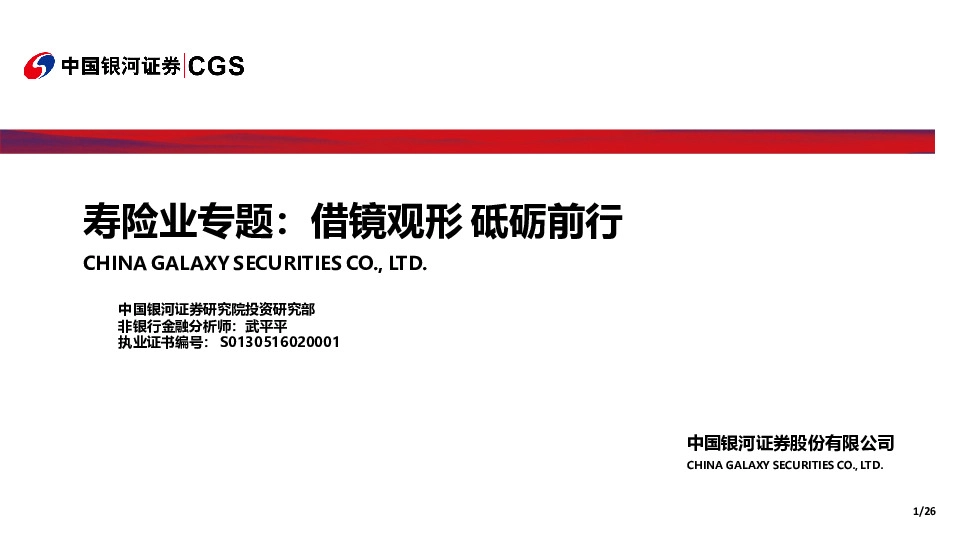 寿险业专题：借镜观形 砥砺前行