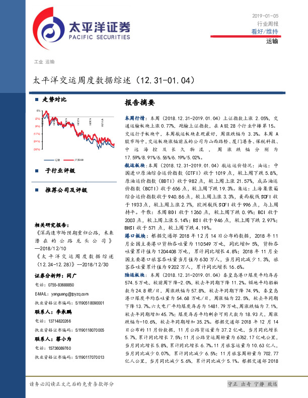 交运周度数据综述