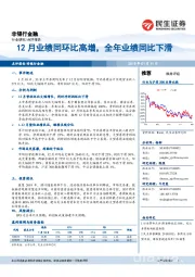 非银行金融行业研究：12月业绩同环比高增，全年业绩同比下滑