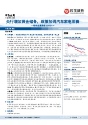 有色金属周报：铂钯央行增加黄金储备，政策加码汽车家电消费