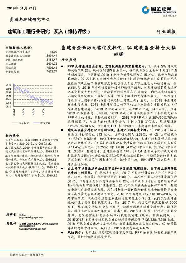 建筑和工程行业周报：基建资金来源无需过度担忧，Q4建筑基金持仓大幅回暖
