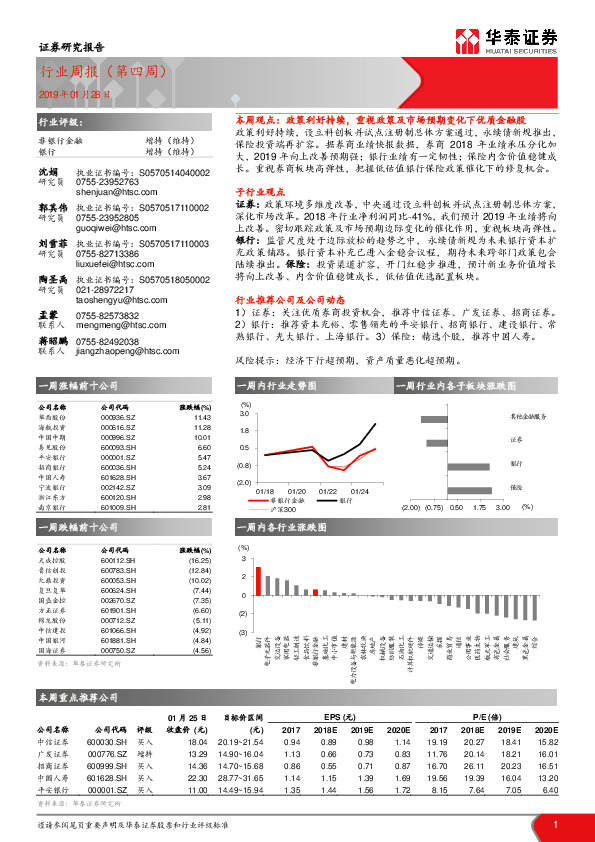 银行/非银行金融行业周报（第四周）