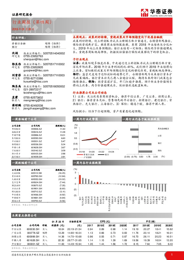 银行/非银行金融行业周报（第四周）