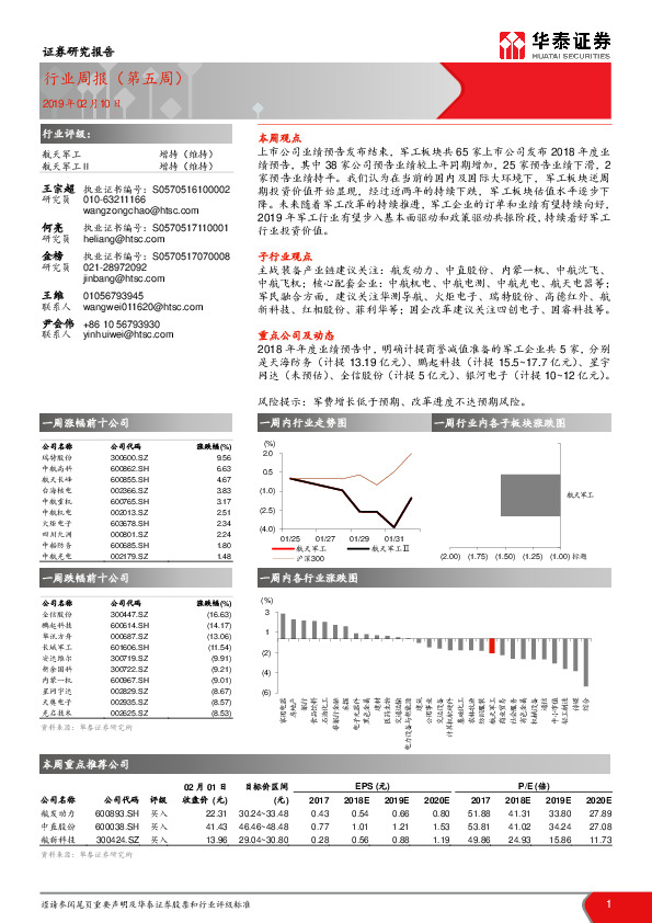 航天军工行业周报（第五周）
